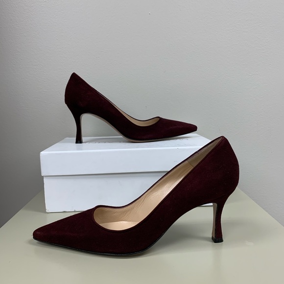 Manolo Blahnik BB Suede 70mm Pumps in Wine - Picture 7 of 8